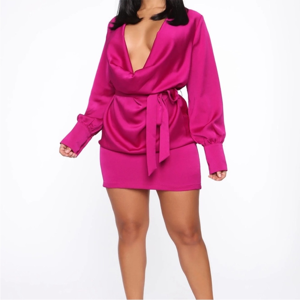 Fuschia Plunge Dress - Picture 4 of 4